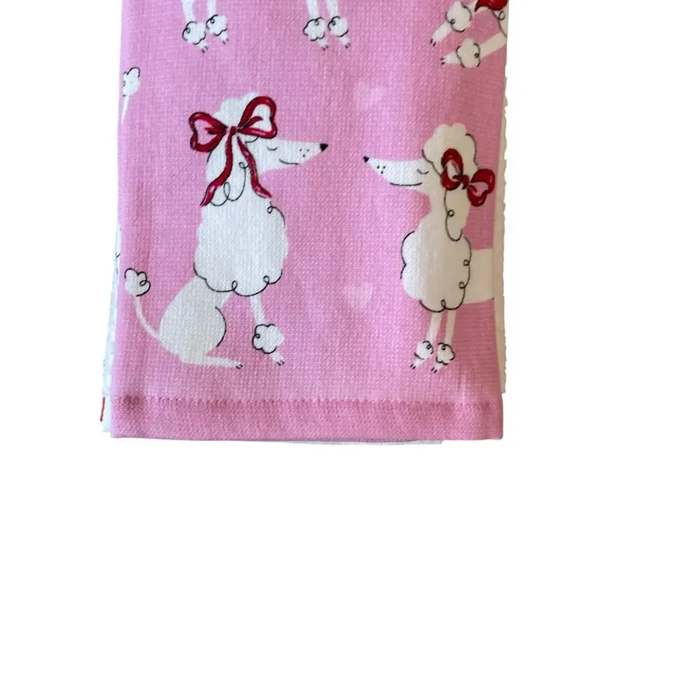 Pink Poodles Kitchen Dish Towels 5pk La Cuisine Valentines Day New